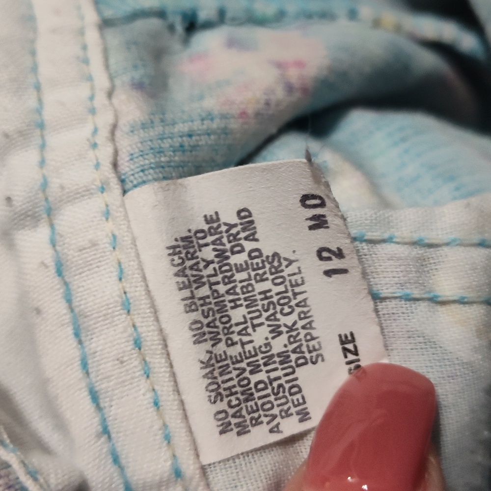 Vintage OshKosh B'gosh teal Blue Floral Overalls 12m - Picture 5 of 5